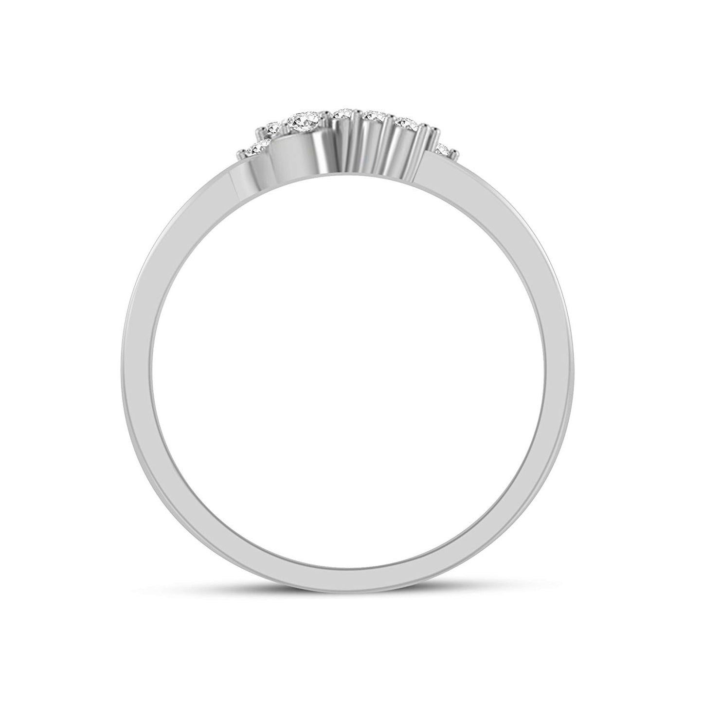 atjewels 14K White Gold on 925 Silver Round White CZ Fancy Ring MOTHER'S DAY SPECIAL OFFER - atjewels.in