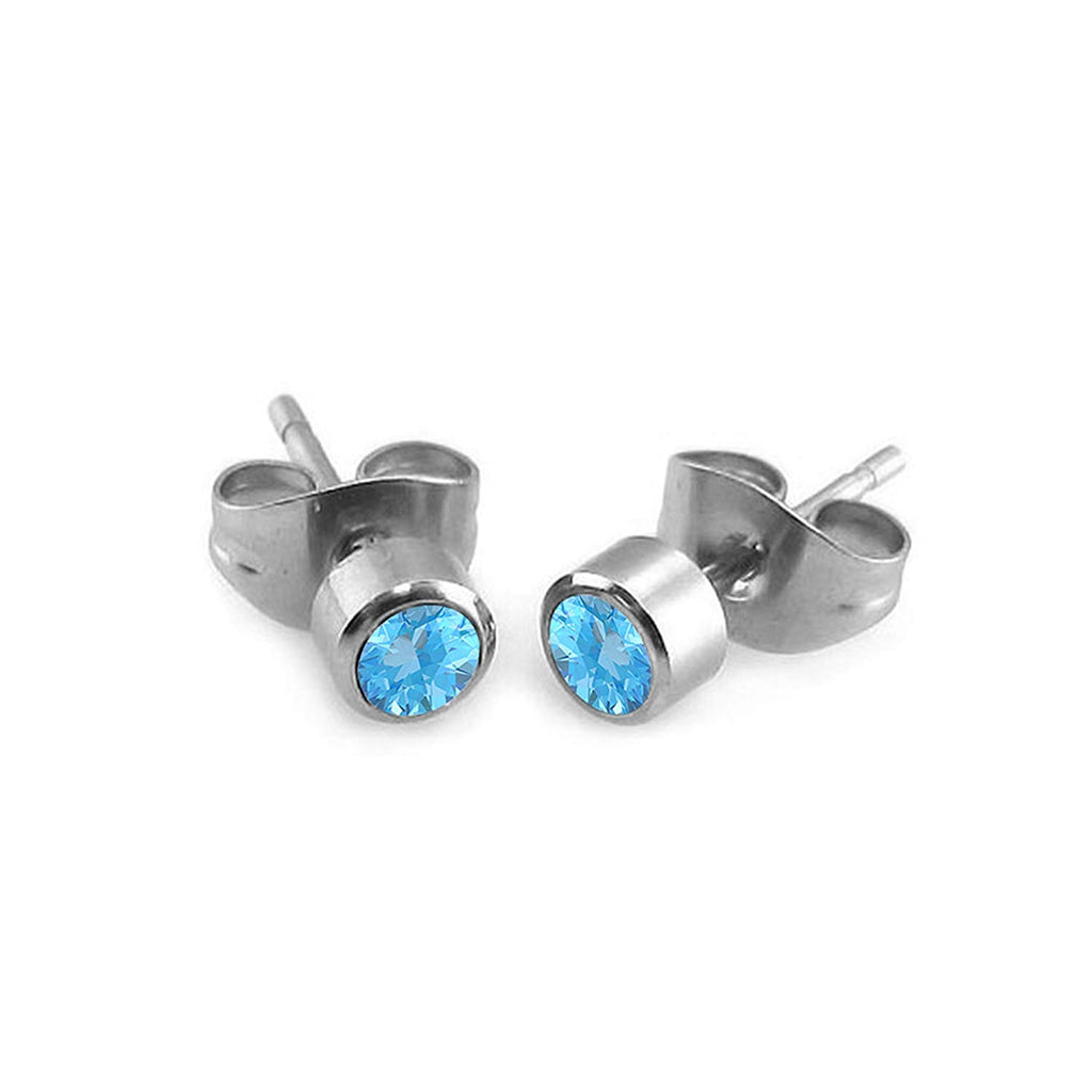 Gorgeous White Gold Plated Aquamarine Solitaire Stud Earrings For Women's in 925 Pure Silver From atjewels MOTHER'S DAY SPECIAL OFFER - atjewels.in