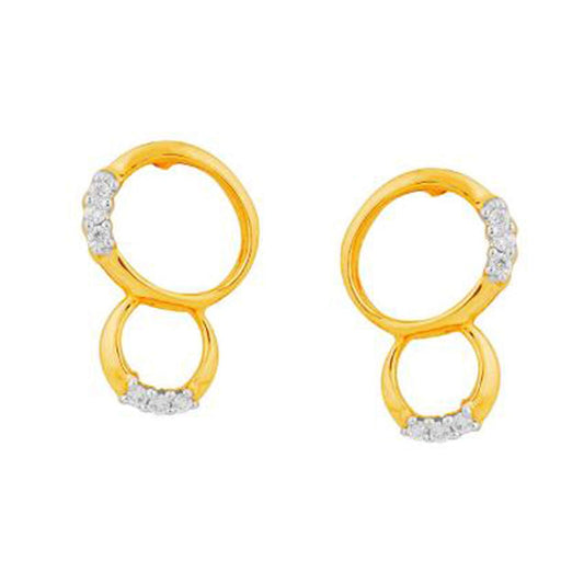 atjewels 14K Yellow Gold Plated On .925 Sterling Silver Round Cut White Cubic Zircon Round Drop Earrings For Women's & Girl's MOTHER'S DAY SPECIAL OFFER - atjewels.in