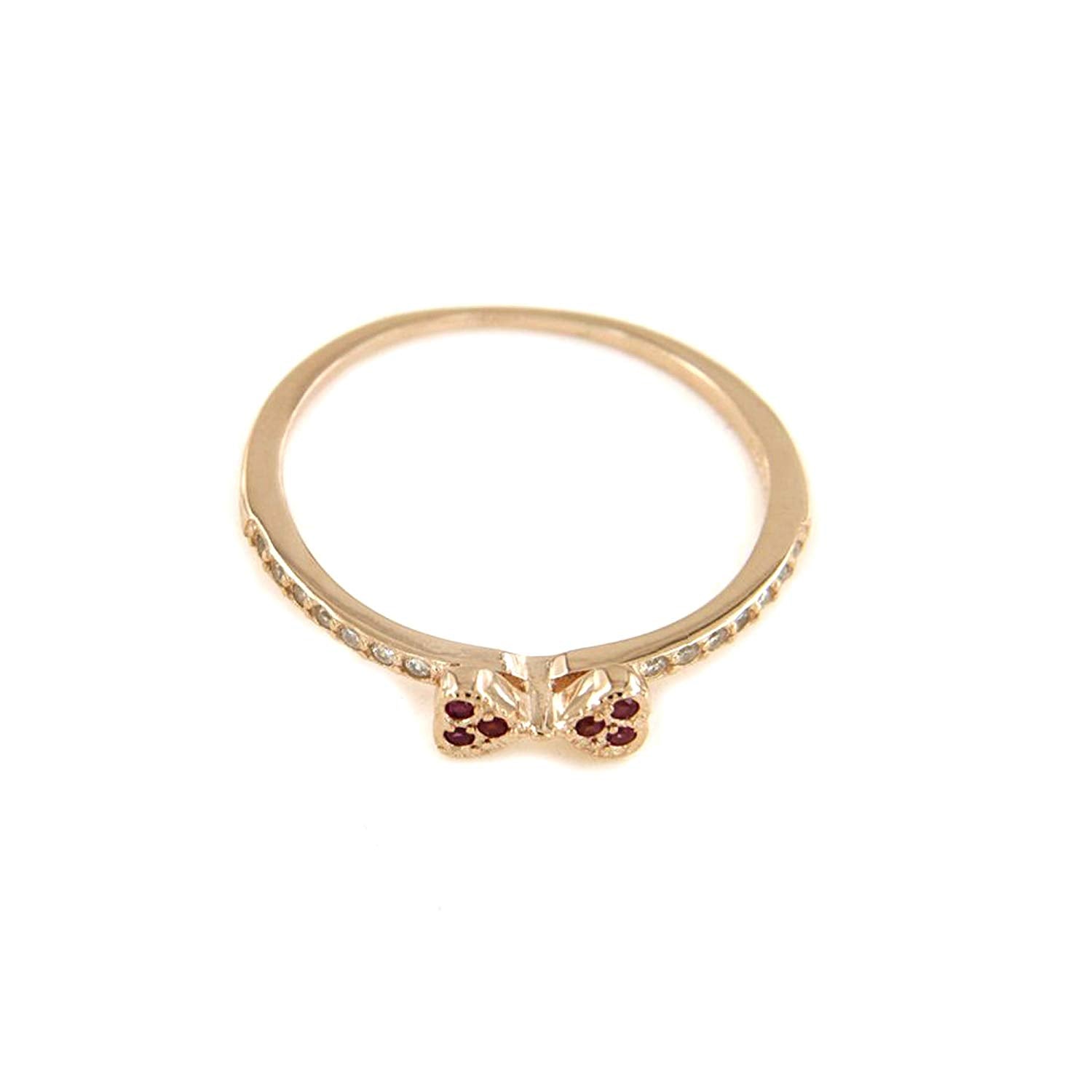 atjewels 14K Rose Gold Over 925 Silver Round Pink Sapphire and White CZ Double Heart Ring Size US 8.5 MOTHER'S DAY SPECIAL OFFER - atjewels.in