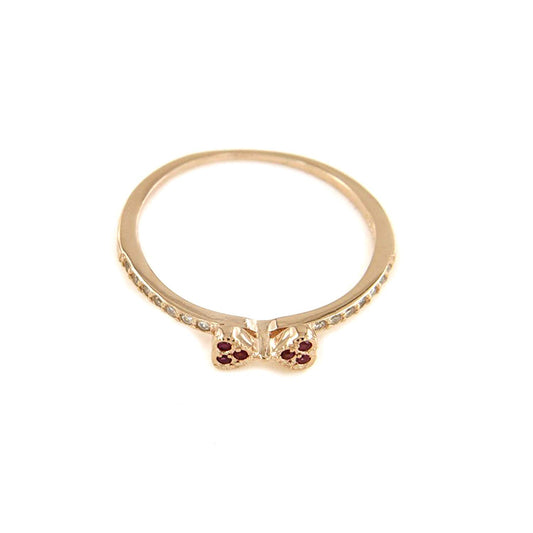 atjewels 14K Rose Gold Over 925 Silver Round Pink Sapphire and White CZ Double Heart Ring Size US 8.5 MOTHER'S DAY SPECIAL OFFER - atjewels.in