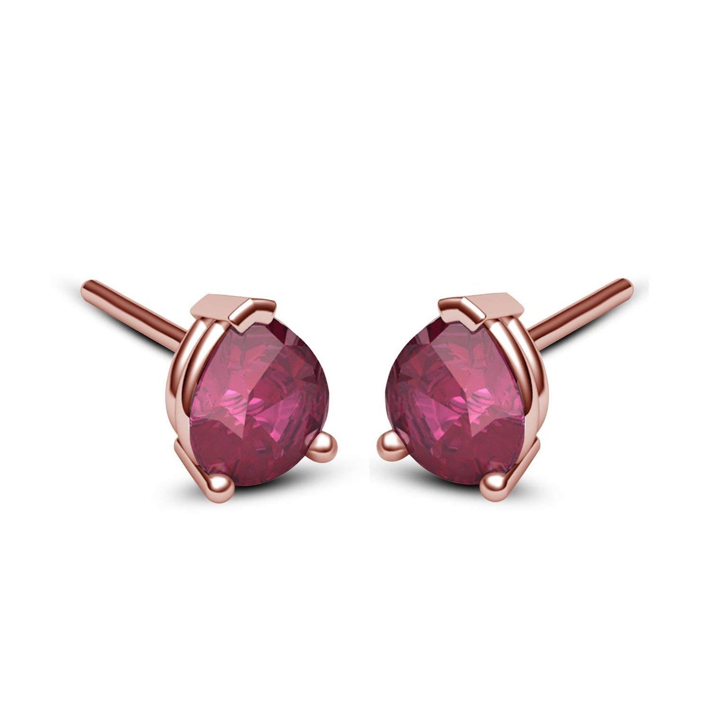 atjewels Women's Engagement Stud Earrings in 14k Rose Gold Over 925 Sterling Pear Cut Pink Sapphire MOTHER'S DAY SPECIAL OFFER - atjewels.in