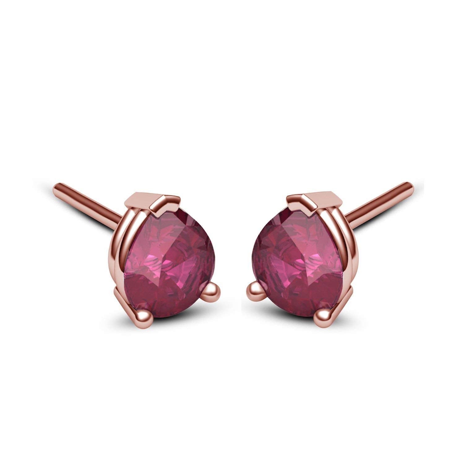 atjewels Women's Engagement Stud Earrings in 14k Rose Gold Over 925 Sterling Pear Cut Pink Sapphire MOTHER'S DAY SPECIAL OFFER - atjewels.in