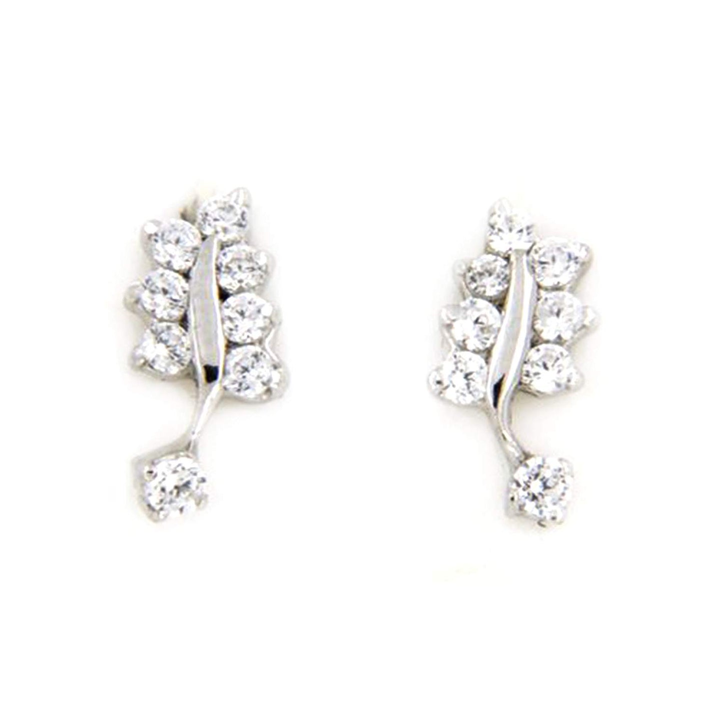 atjewels 18K White Gold Over 925 Sterling Siver White CZ Leaf Stud Earrings MOTHER'S DAY SPECIAL OFFER - atjewels.in