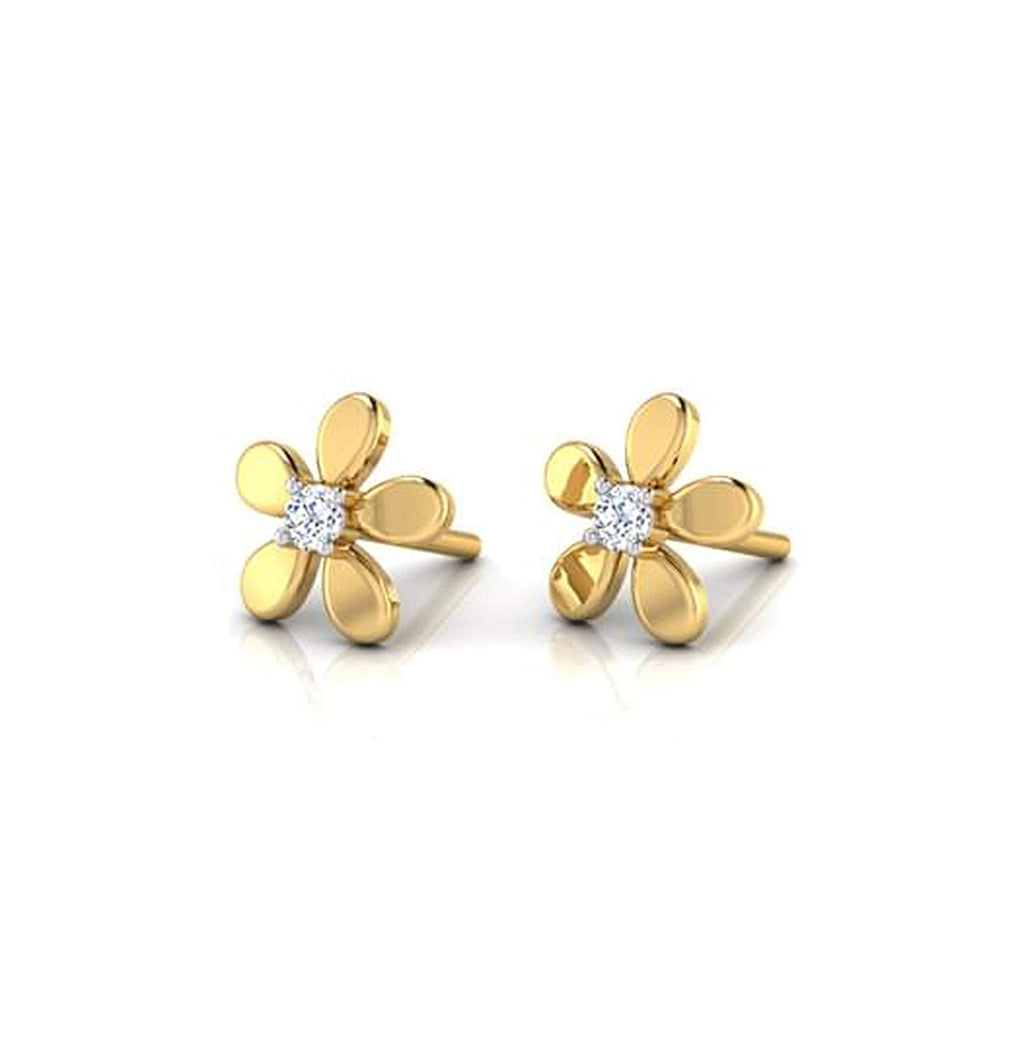 atjewels Round White Cubic Zirconia 14K Yellow Gold Over 925 Sterling Silver 925 Flower Stud Earrings MOTHER'S DAY SPECIAL OFFER - atjewels.in