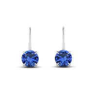 atjewels Women's Blue Sapphire Solitaire Lever Back Dangle Earrings in White Gold Over 925 Sterling Silver MOTHER'S DAY SPECIAL OFFER - atjewels.in