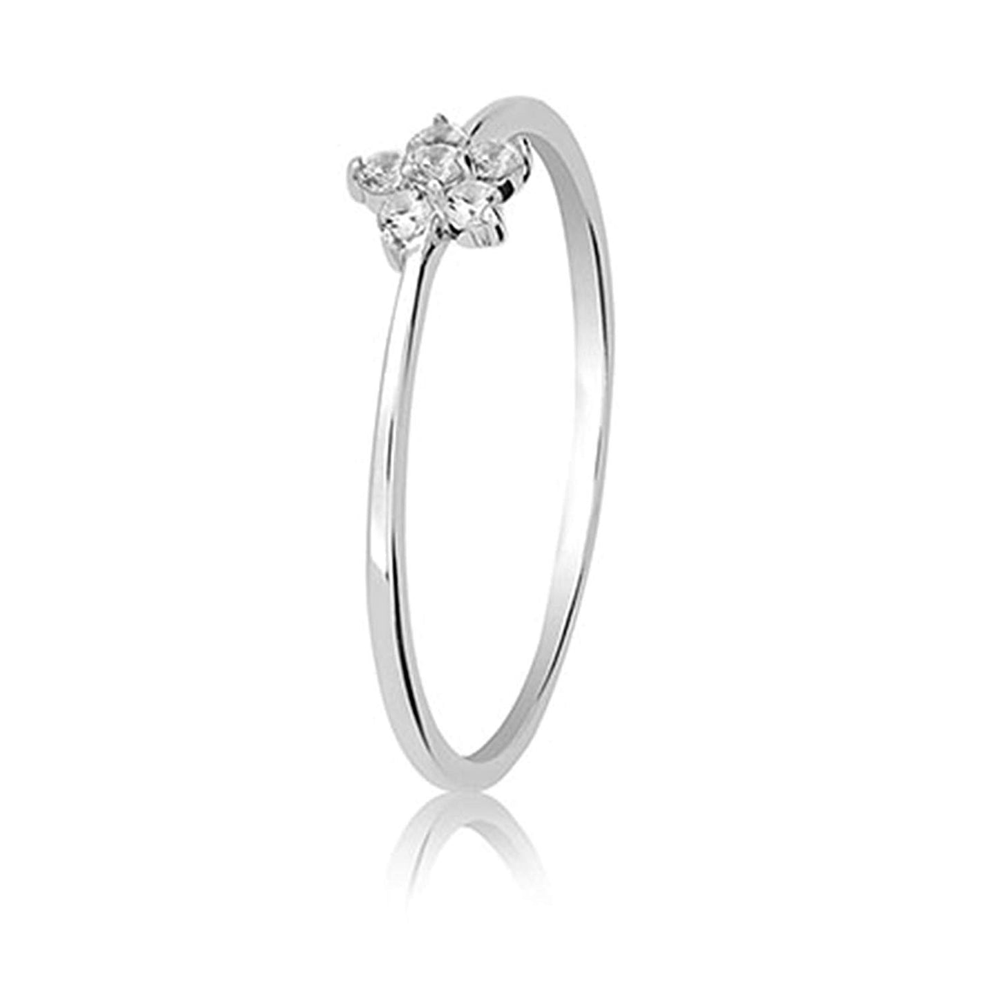 atjewels Star Ring For Women's in 14K White Gold Over 925 Sterling Silver Round White Zirconia MOTHER'S DAY SPECIAL OFFER - atjewels.in