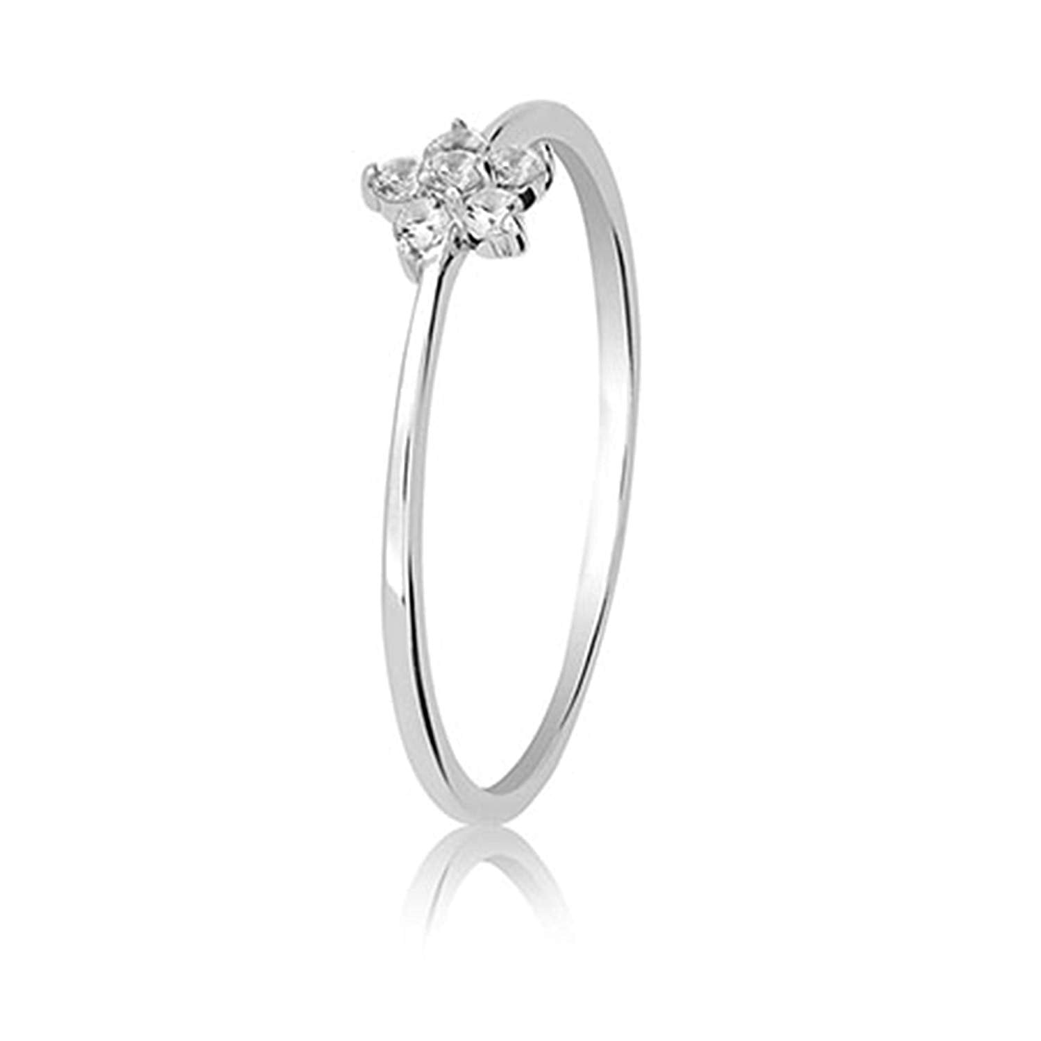 atjewels Star Ring For Women's in 14K White Gold Over 925 Sterling Silver Round White Zirconia MOTHER'S DAY SPECIAL OFFER - atjewels.in