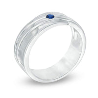 atjewels Round Cut Blue Sapphire .925 Sterling Silver Engagement Band Ring For Boy's and Men's For Diwali Special - atjewels.in