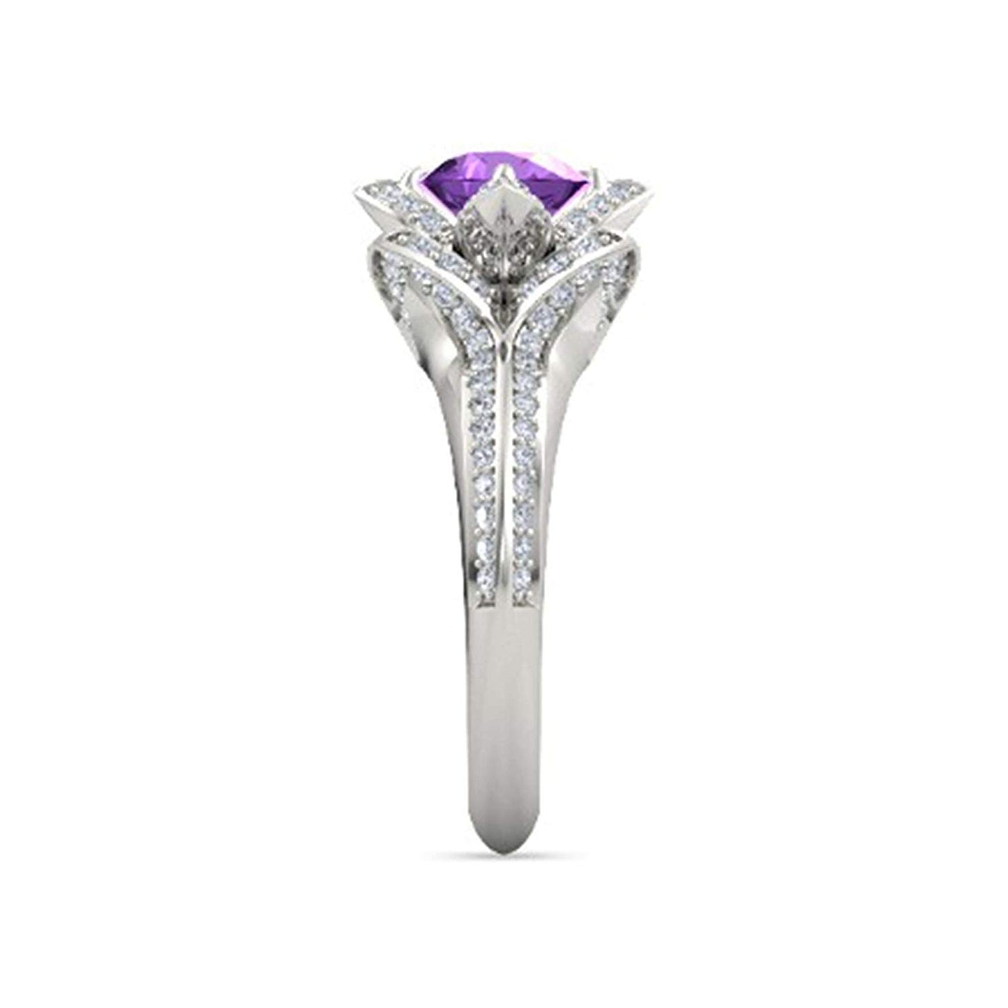 atjewels 925 Sterling Silver Round Cut Multi-Color Gemstone With White Czubic Zircon Lotus Ring For Women's MOTHER'S DAY SPECIAL OFFER - atjewels.in