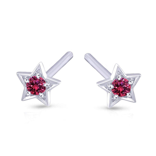 atjewels .925 Sterling Silver Round Cut Pink Sapphire Star Stud Earrings For Women's MOTHER'S DAY SPECIAL OFFER - atjewels.in