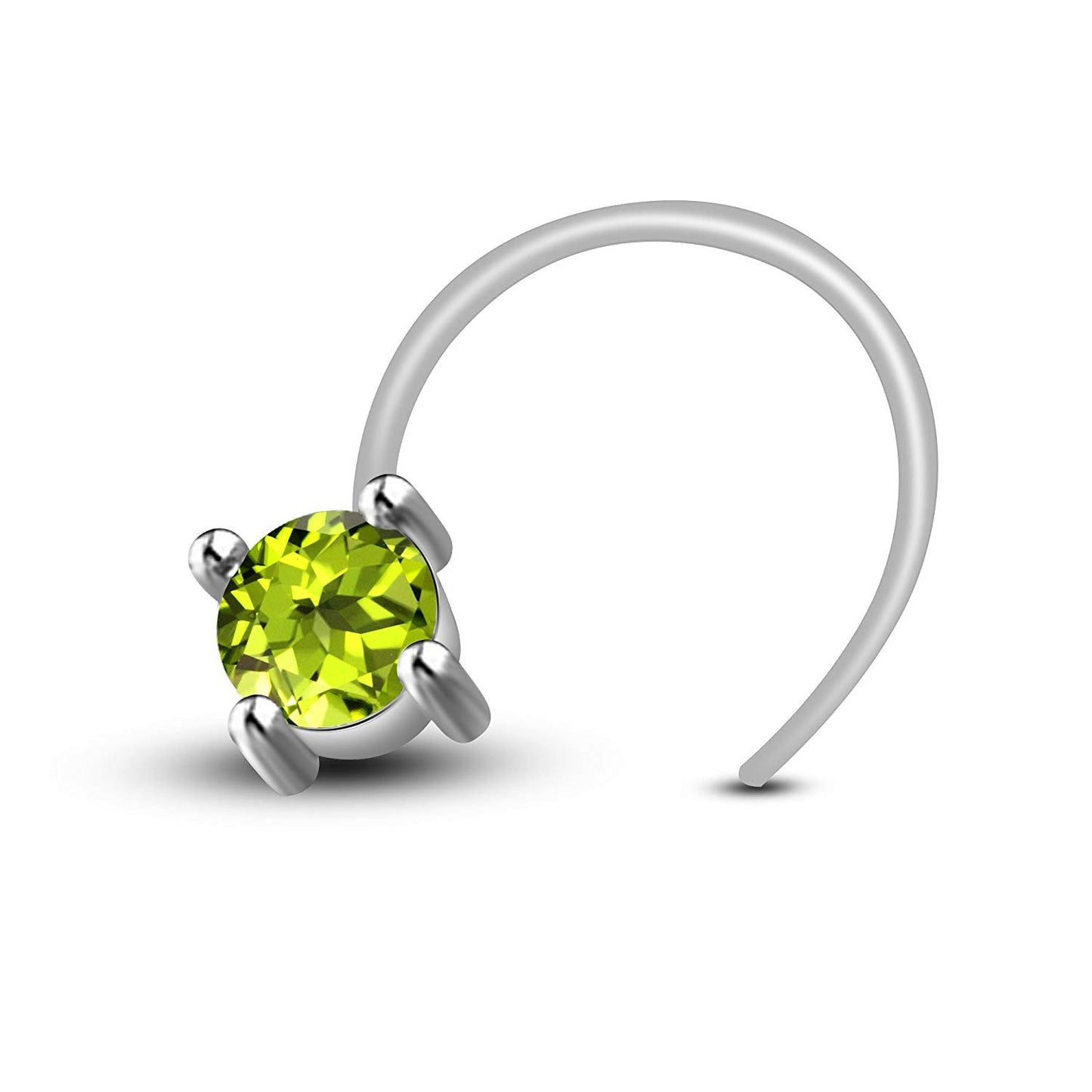 AT Jewellers 14K White Gold Over Sterling in Prong set Nose Pin for Women's - atjewels.in