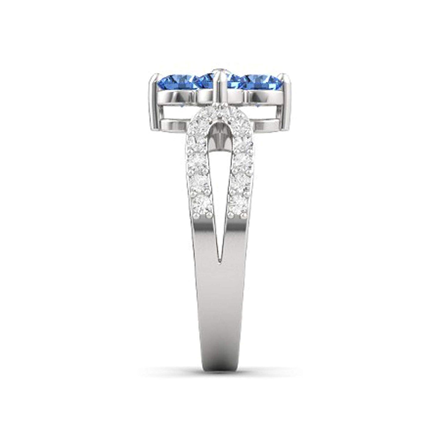 atjewels Round Cut Gemstone & White CZ .925 Sterling Silver Engagement Flower Ring For Girl's and Women's For Diwali Special - atjewels.in