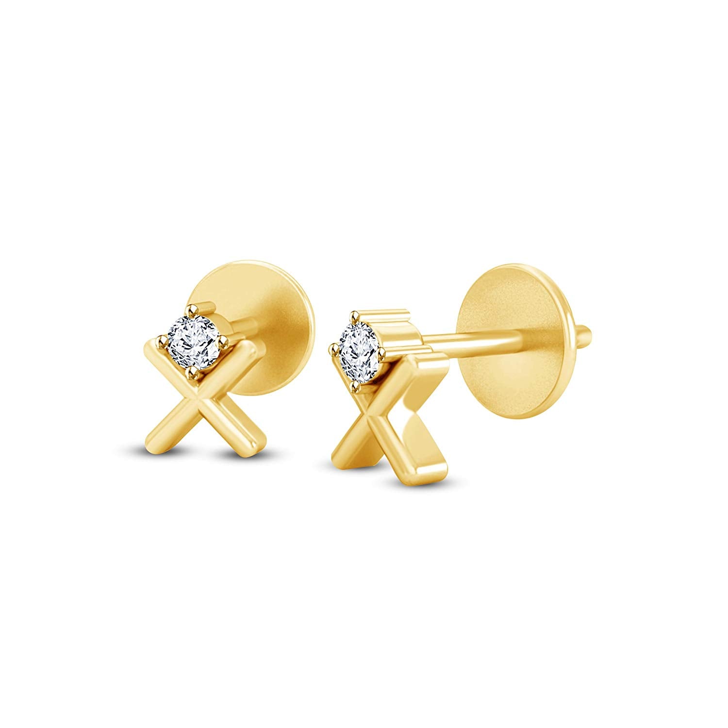 atjewels 18K Yellow Gold Over 925 Silver V Shaped Engagement Earrings For Women's MOTHER'S DAY SPECIAL OFFER - atjewels.in