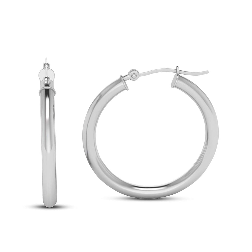 atjewels Hoop Earrings in 18k White Gold Plated on 925 Sterling Silver MOTHER'S DAY SPECIAL OFFER - atjewels.in