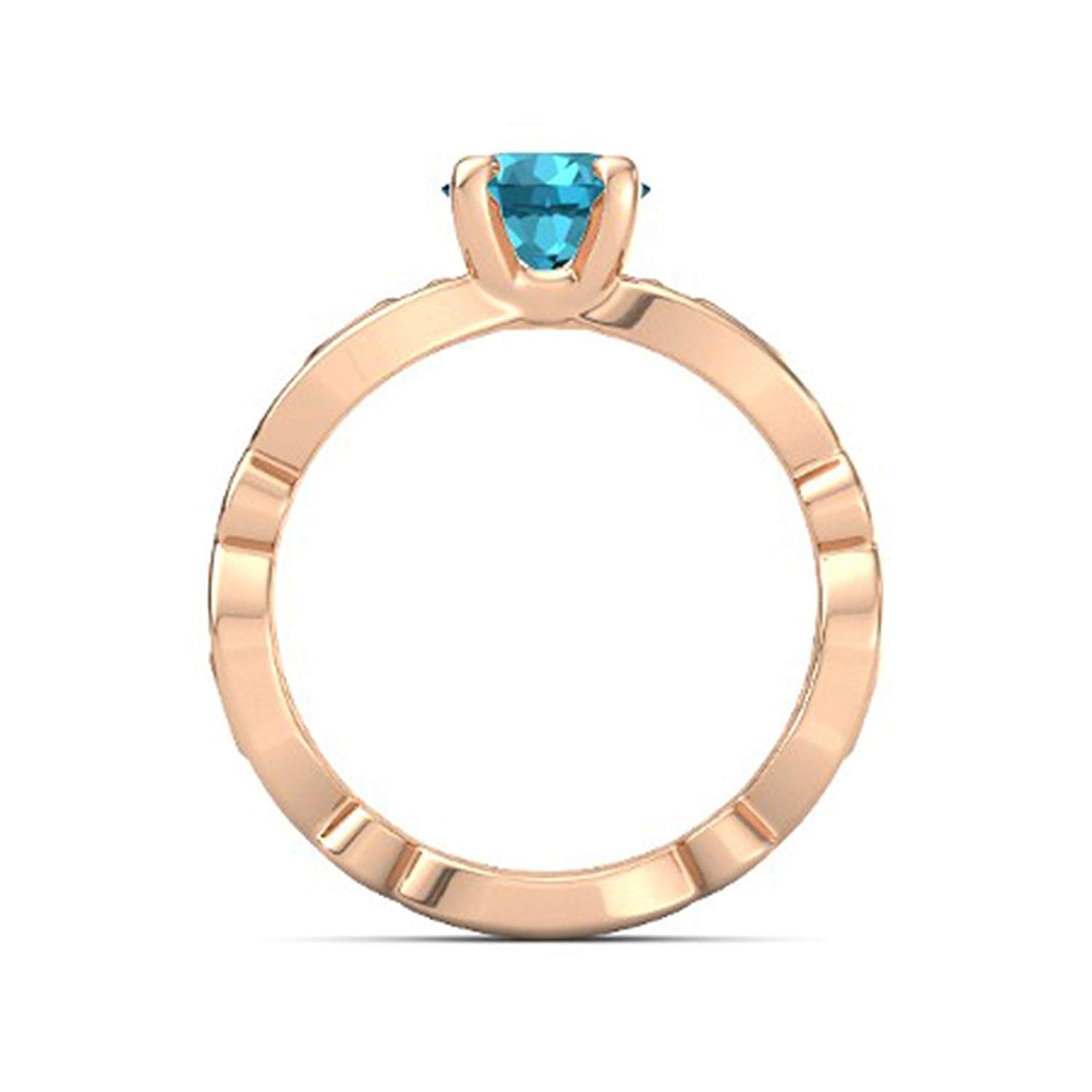 atjewels Blue Topaz and White CZ in 14K Rose Gold Over Sterling Solitaire With Accent Ring MOTHER'S DAY SPECIAL OFFER - atjewels.in