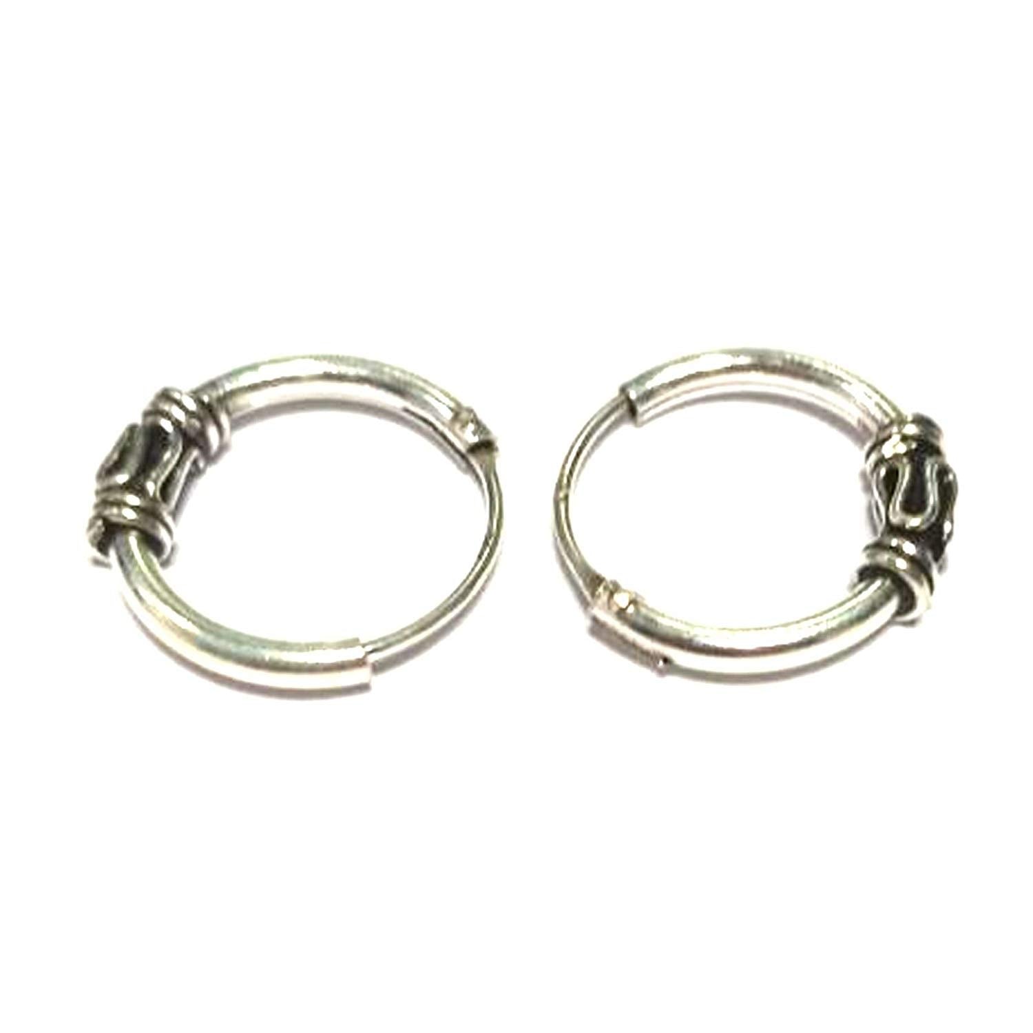 atjewels Oxidised .925 Sterling Silver Hoop Earrings For Girl's and Women's For MOTHER'S DAY SPECIAL OFFER - atjewels.in
