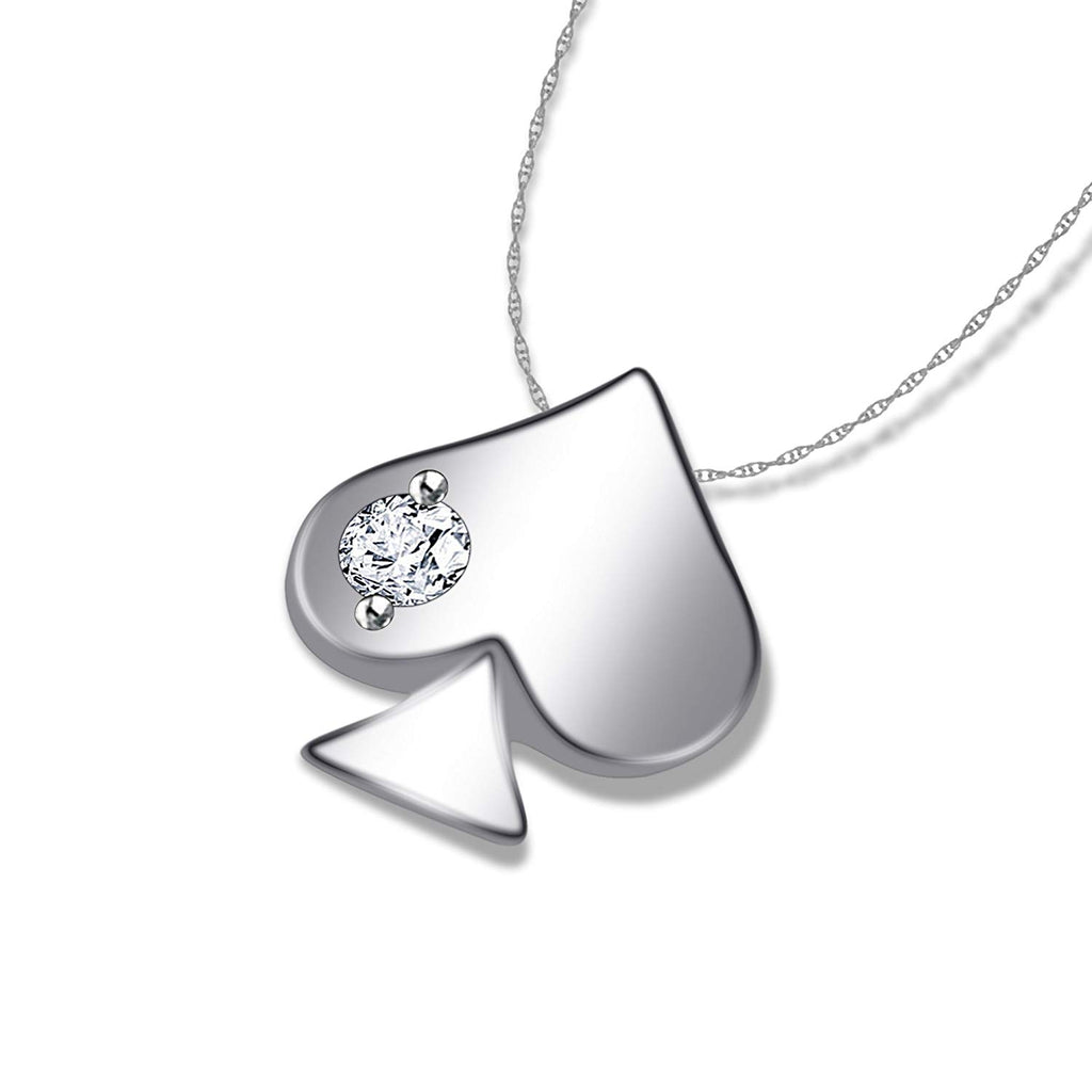 atjewels Solid 925 Sterling Silver Ace of Clubs Spades Solitaire White CZ Pendant Without Chain MOTHER'S DAY SPECIAL OFFER - atjewels.in