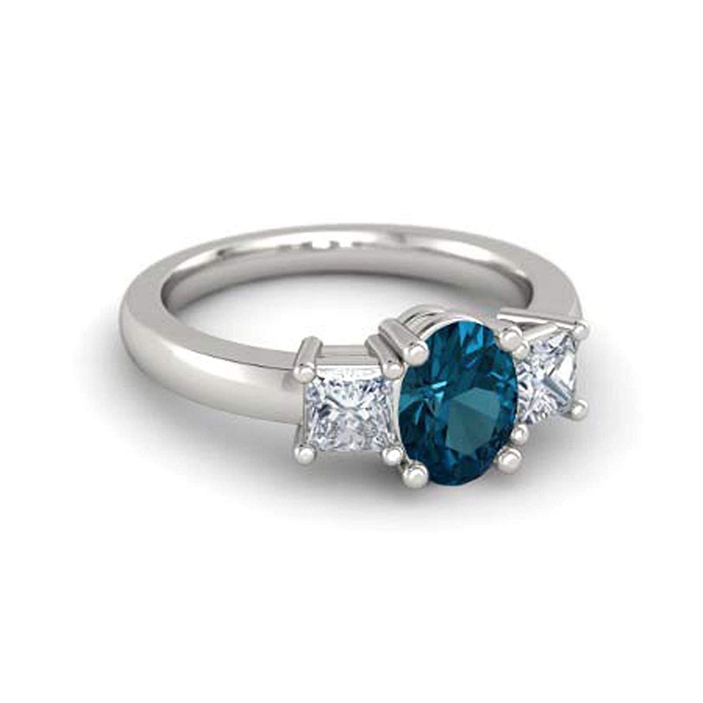 atjewels .925 Sterling Silver Oval Shape Blue Topaz Engagement/Wedding Ring Variation For Women's & Girl's - atjewels.in
