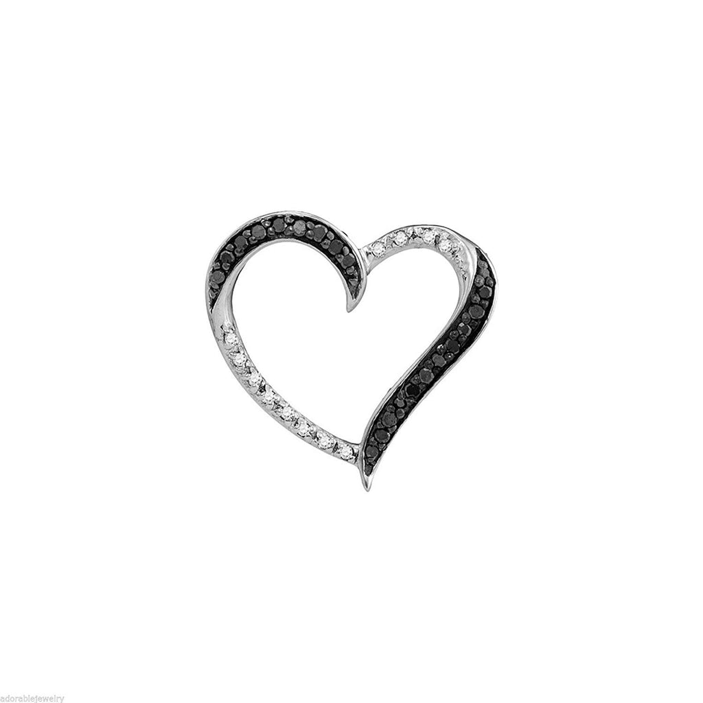 atjewels 925 Sterling Silver with Black and White Zirconia Heart Pendant For Women's MOTHER'S DAY SPECIAL OFFER - atjewels.in