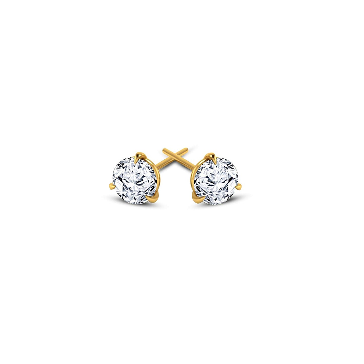 atjewels Beautiful 18K Yellow Gold Over .925 Sterling Silver Round Cut White CZ Wedding Stud Earrings MOTHER'S DAY SPECIAL OFFER - atjewels.in