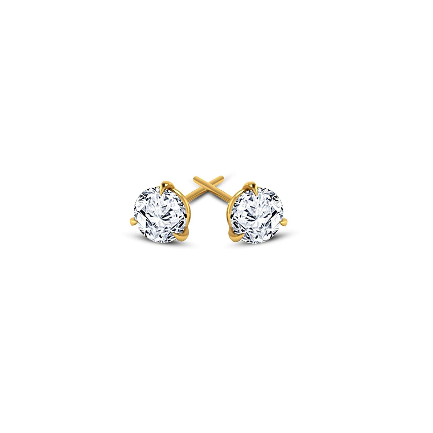 atjewels Beautiful 18K Yellow Gold Over .925 Sterling Silver Round Cut White CZ Wedding Stud Earrings MOTHER'S DAY SPECIAL OFFER - atjewels.in