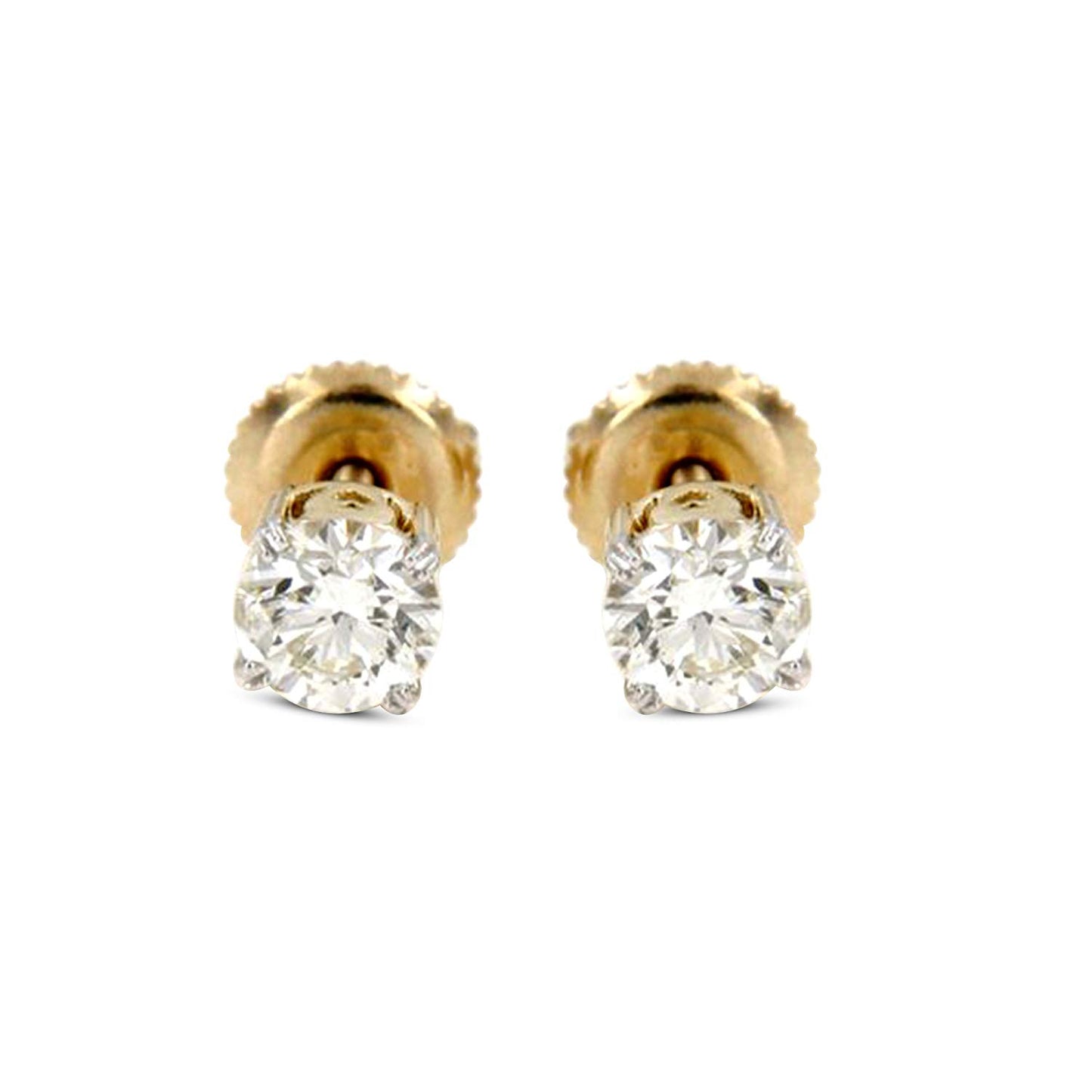 atjewels Women's 18k Yellow Gold Plated on .925 Sterling Silver Stud Earrings With White Diamond MOTHER'S DAY SPECIAL OFFER - atjewels.in