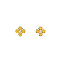 atjewels 14K White Over 925 Sterling Round Citrine Flower Stud Earrings MOTHER'S DAY SPECIAL OFFER - atjewels.in