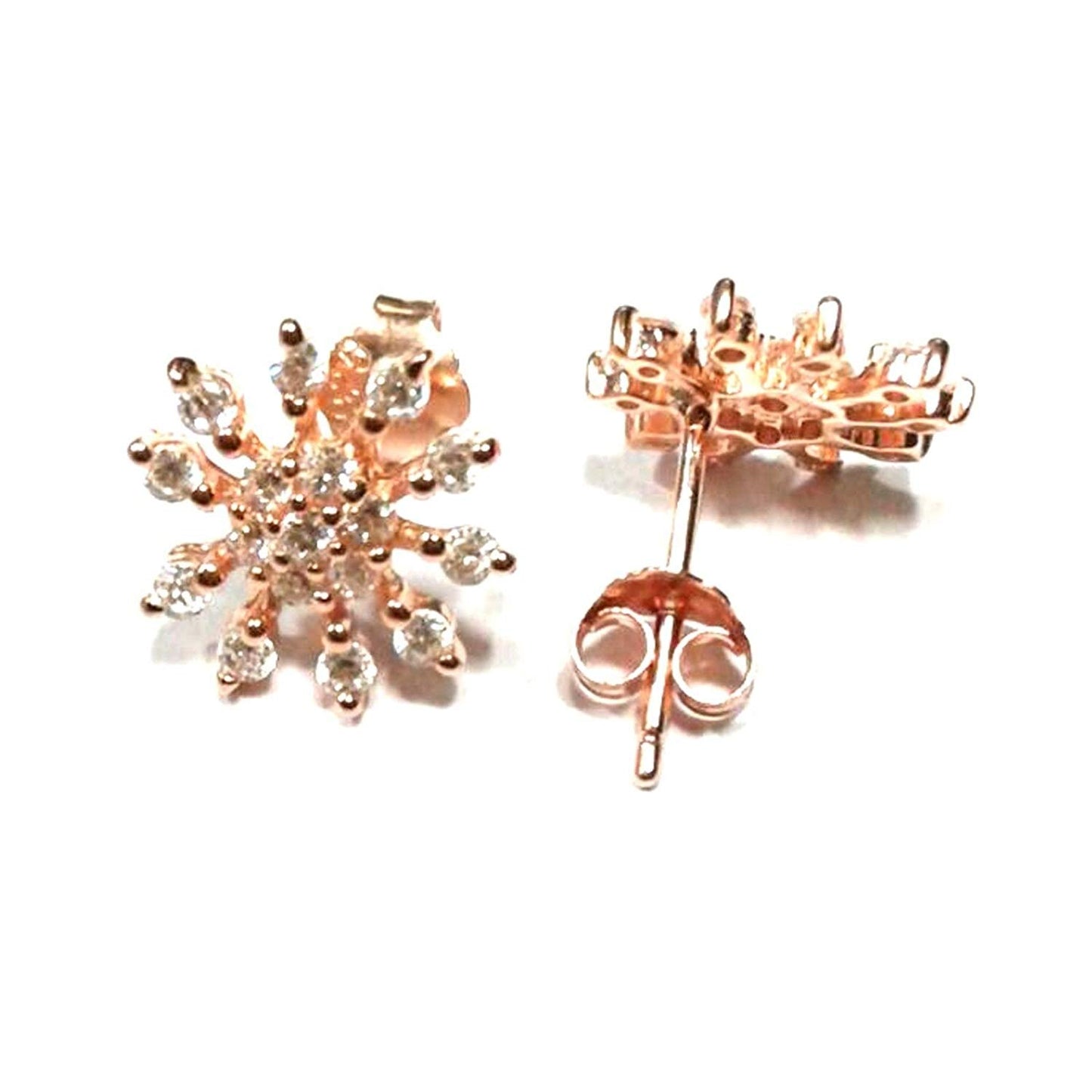 atjewels Round Cut White CZ 14k Rose Gold Over 925 Sterling Silver Crown Stud Earrings For Girl's and Women's For MOTHER'S DAY SPECIAL OFFER - atjewels.in