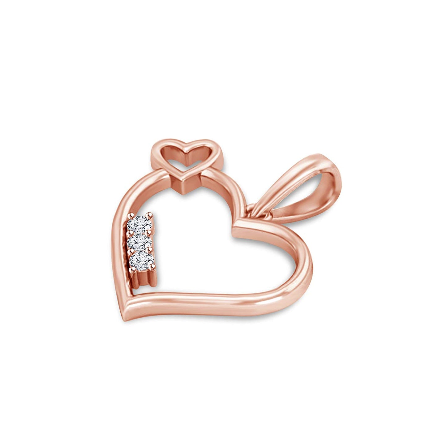 atjewels 18K Rose Gold on 925 Sterling White CZ Heart Pendant Without Chain MOTHER'S DAY SPECIAL OFFER - atjewels.in