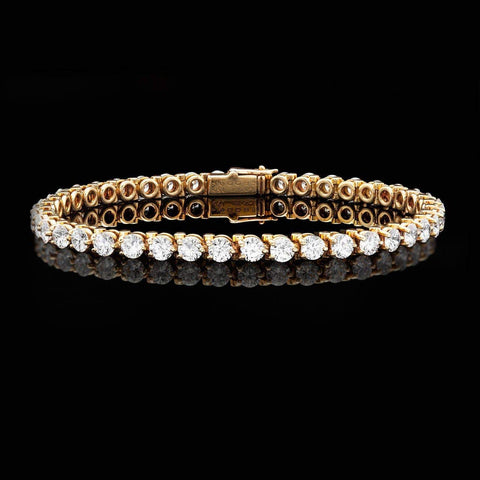 5 CT Brilliant Round Cut Simulated Diamond Solid 14K Yellow Gold Over 925 Sterling Silver 7" Tennis Bracelet - atjewels.in