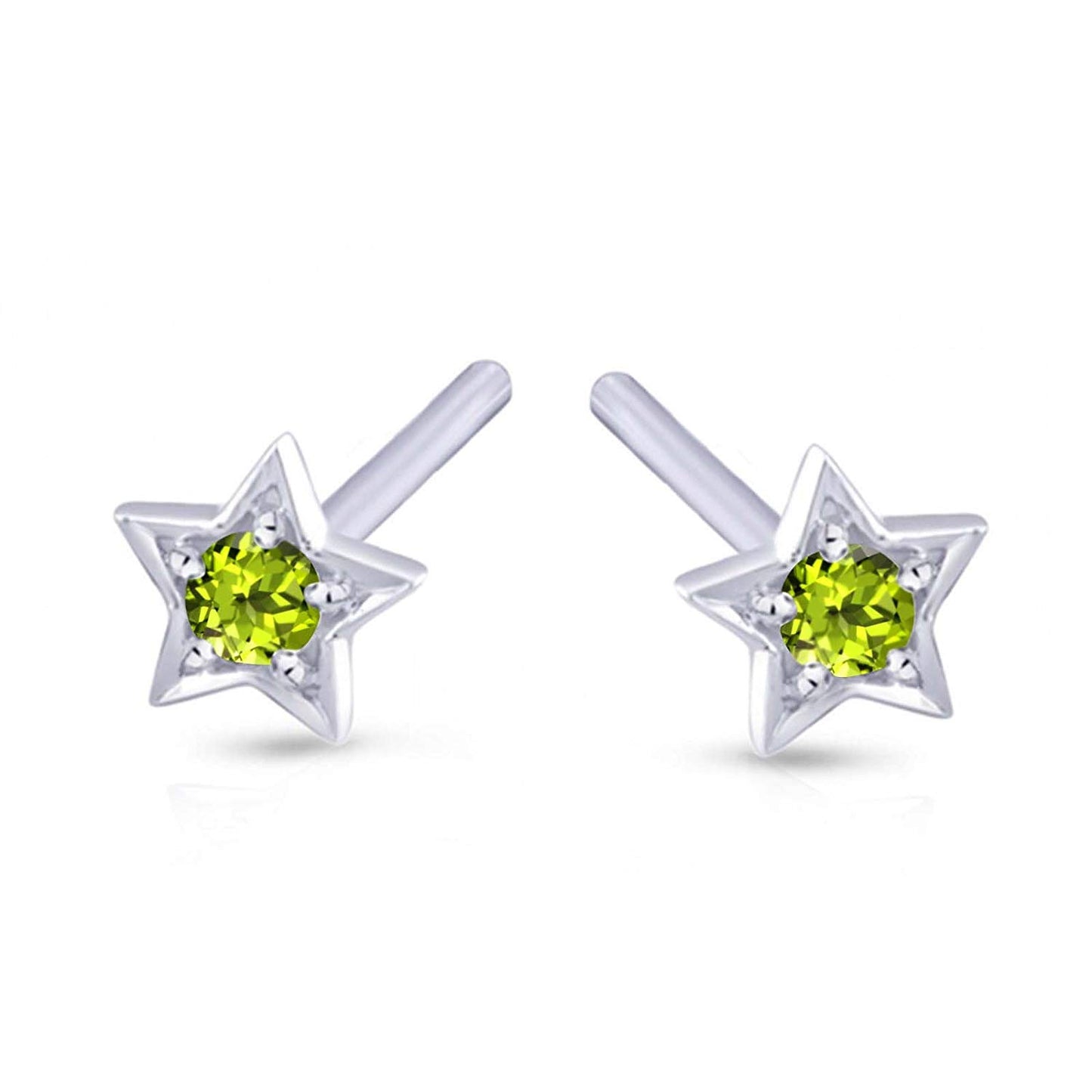 atjewels .925 Sterling Silver Round Cut Olive Peridot Star Stud Earrings For Women's MOTHER'S DAY SPECIAL OFFER - atjewels.in