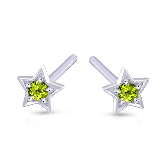atjewels .925 Sterling Silver Round Cut Olive Peridot Star Stud Earrings For Women's MOTHER'S DAY SPECIAL OFFER - atjewels.in