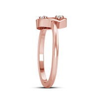 atjewels 14K Rose Gold Over Sterling Round White CZ Cross Heart Ring Free Sizing MOTHER'S DAY SPECIAL OFFER - atjewels.in