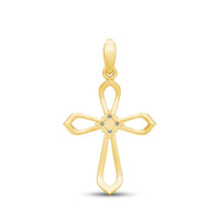 atjewels 14K Yellow Gold Plated on 925 Sterling Silver Round White Zirconia Cross Pendant Without Chain MOTHER'S DAY SPECIAL OFFER - atjewels.in