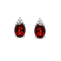 atjewels 14k White Gold Over .925 Sterling Silver Oval Red Garnet Stud Earrings For Women's MOTHER'S DAY SPECIAL OFFER - atjewels.in