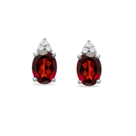 atjewels 14k White Gold Over .925 Sterling Silver Oval Red Garnet Stud Earrings For Women's MOTHER'S DAY SPECIAL OFFER - atjewels.in