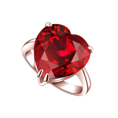 atjewels Heart Cut Red Garnet 14k Rose Gold Plated Sterling Silver Heart Ring For Women's & Girl's MOTHER'S DAY SPECIAL OFFER - atjewels.in