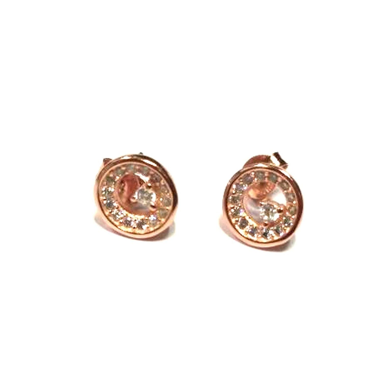 atjewels Round Cut White CZ 14k Rose Gold Over 925 Sterling Silver Round Stud Earrings For Girl's and Women's For MOTHER'S DAY SPECIAL OFFER - atjewels.in
