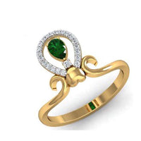 atjewels Pear & Round Cut Green Emerald & White CZ 14k Yellow Gold Over .925 Sterling Silver Earring, Ring & Pendant Jewelry Set For Women's/Girl's For Ganesh Chaturthi Special - atjewels.in