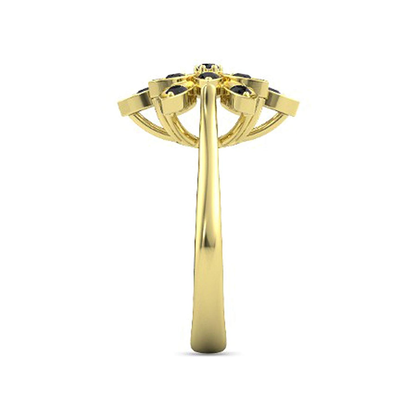 atjewels Yellow Gold Over .925 Sterling Silver Round Cut Black CZ Flower Ring MOTHER'S DAY SPECIAL OFFER - atjewels.in