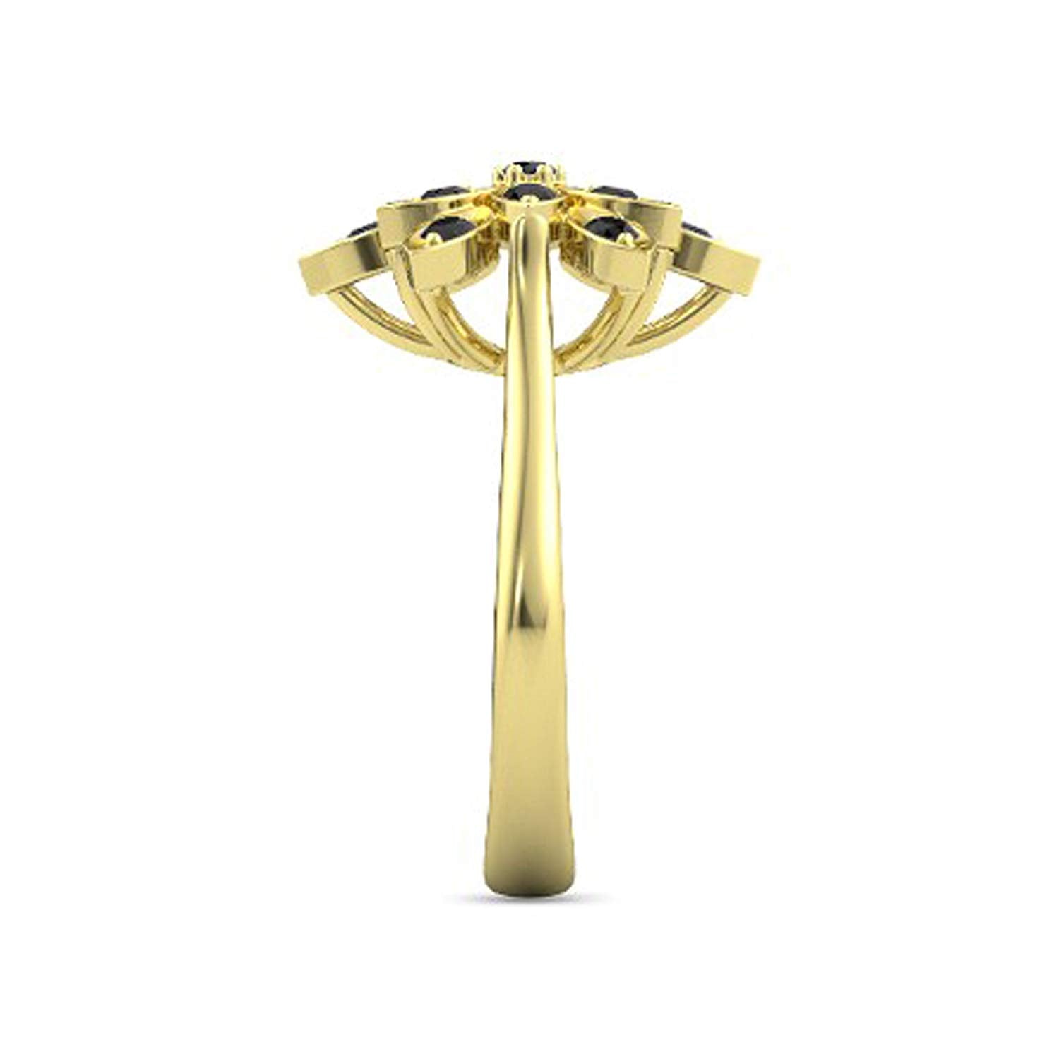 atjewels Yellow Gold Over .925 Sterling Silver Round Cut Black CZ Flower Ring MOTHER'S DAY SPECIAL OFFER - atjewels.in