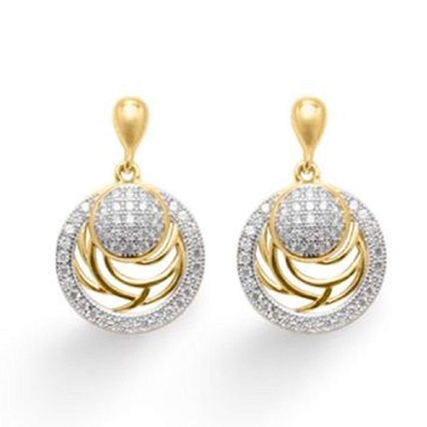 atjewels Round Cut White CZ 14k Yellow Gold Over .925 Sterling Silver Fashion Pendant & Earrings For Girl's & Women's - atjewels.in