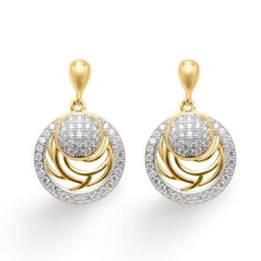 atjewels Round Cut White CZ 14k Yellow Gold Over .925 Sterling Silver Fashion Pendant & Earrings For Girl's & Women's - atjewels.in