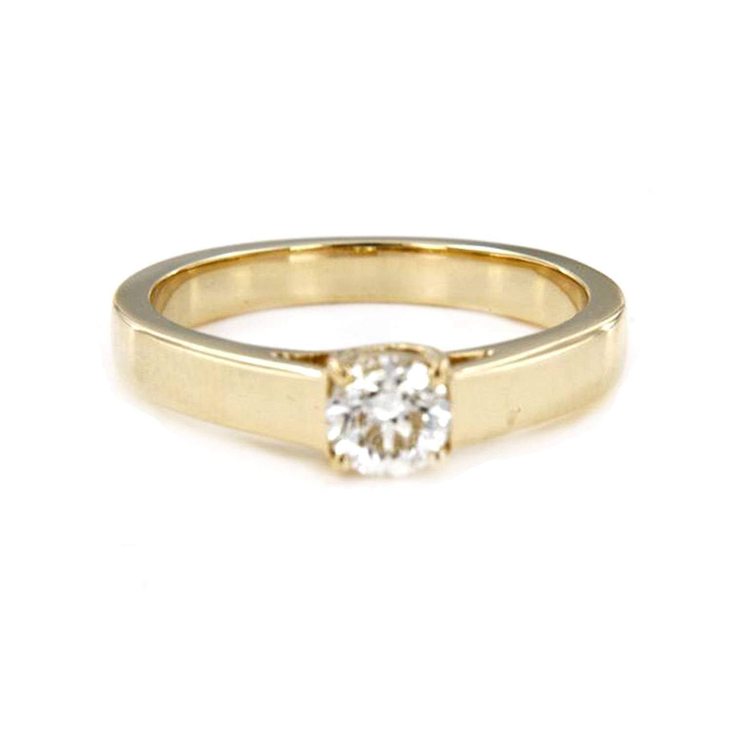 atjewels Men's Solitaire Ring Round White CZ with 18K Yellow Gold Over .925 Sterling Silver MOTHER'S DAY SPECIAL OFFER - atjewels.in