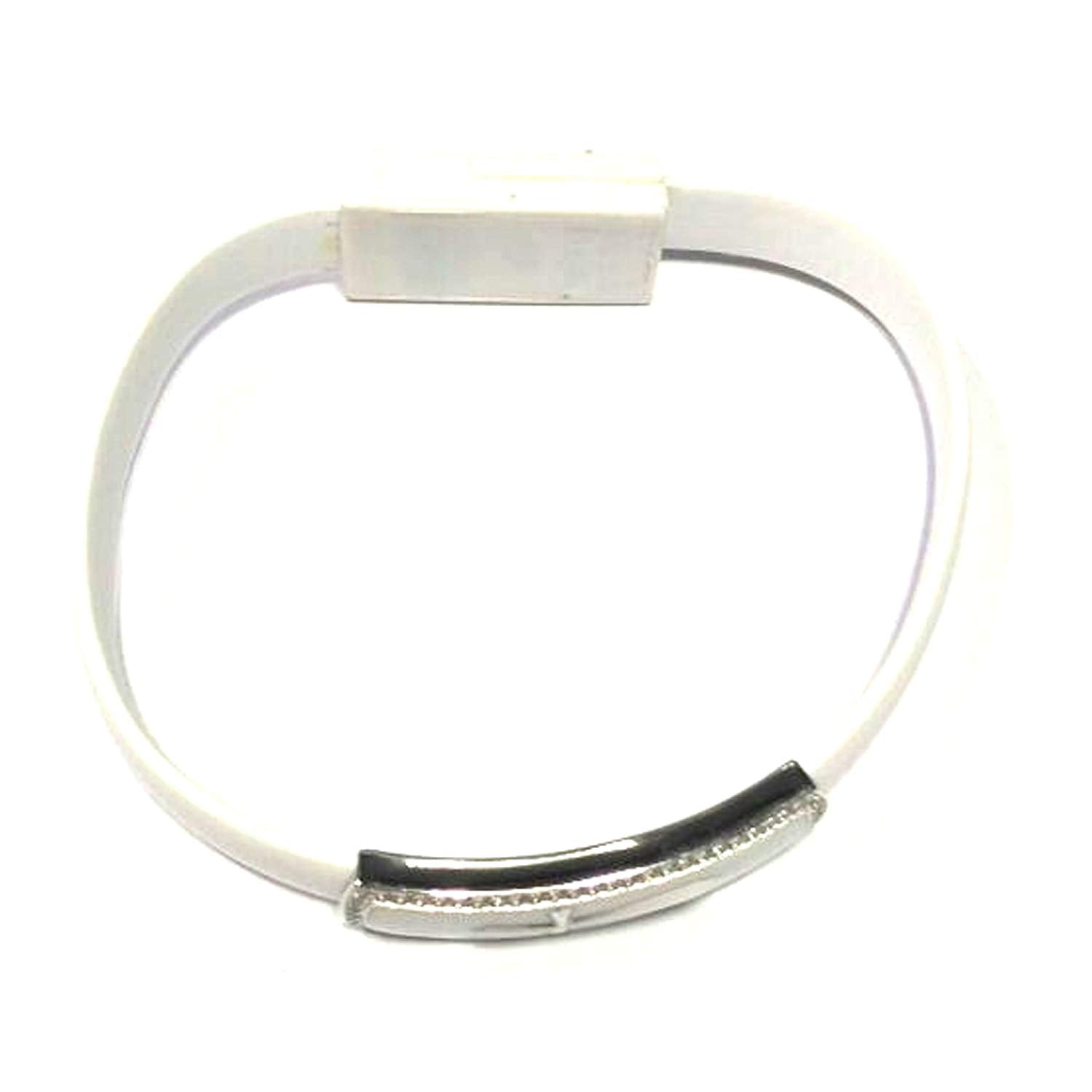 atjewels .925 Sterling Silver W/ Round Cut White Cz Flat USB Cable,Data Charging Cord White Color Bracelet MOTHER'S DAY SPECIAL OFFER - atjewels.in