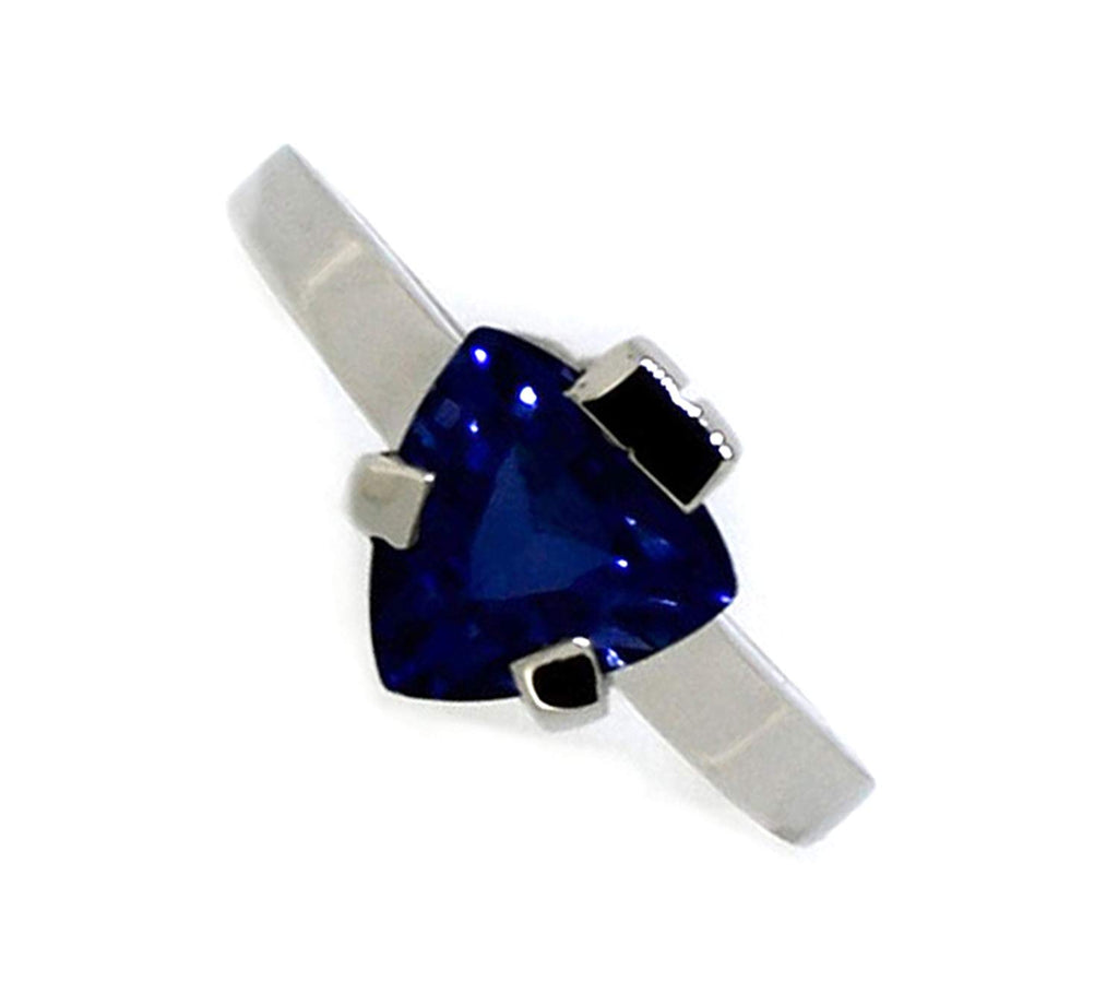 atjewels 925 Sterling Silver Triangle Cut Blue Sapphire Solitaire Size US 7 MOTHER'S DAY SPECIAL OFFER - atjewels.in