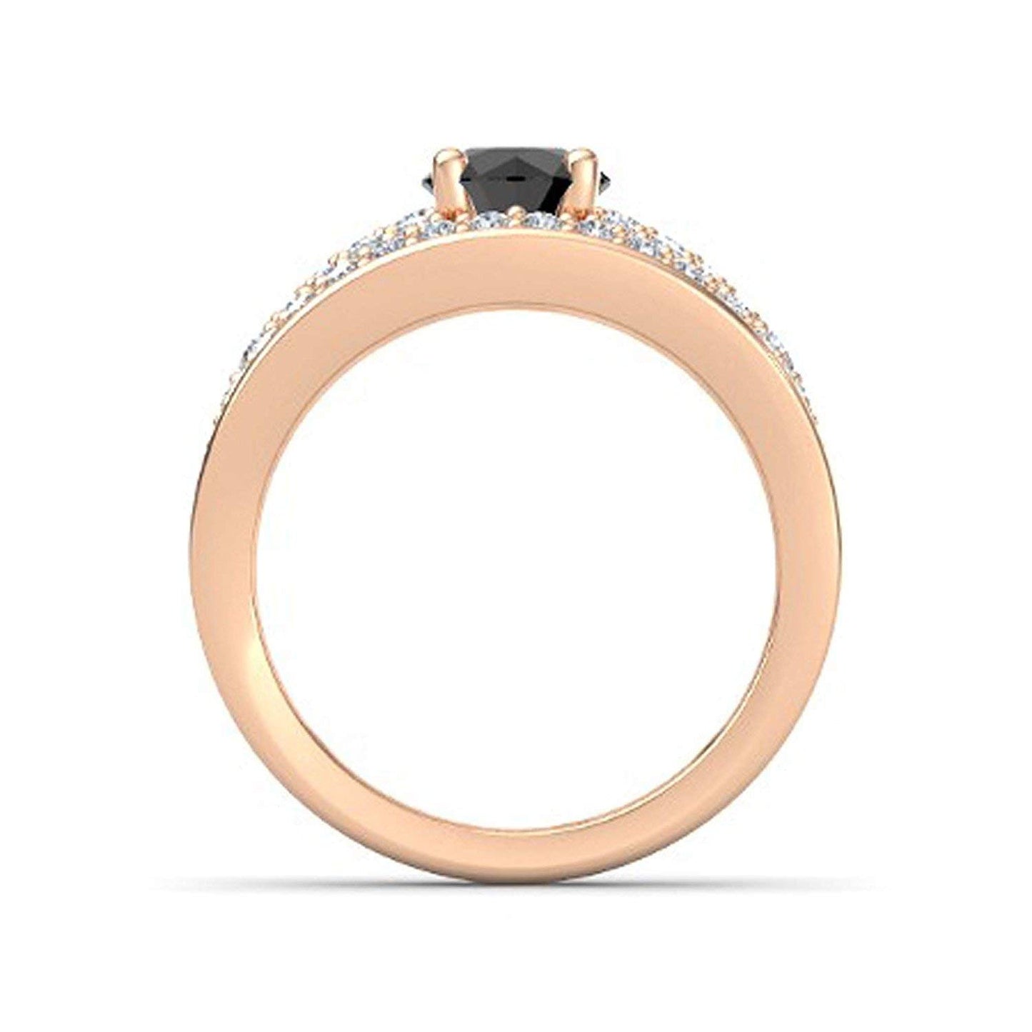 atjewels Round Cut Gemstone & White CZ 14k Rose Gold Over .925 Sterling Silver Solitaire w/ Accents Engagement Ring For Girl's and Women's For Navratri Special - atjewels.in
