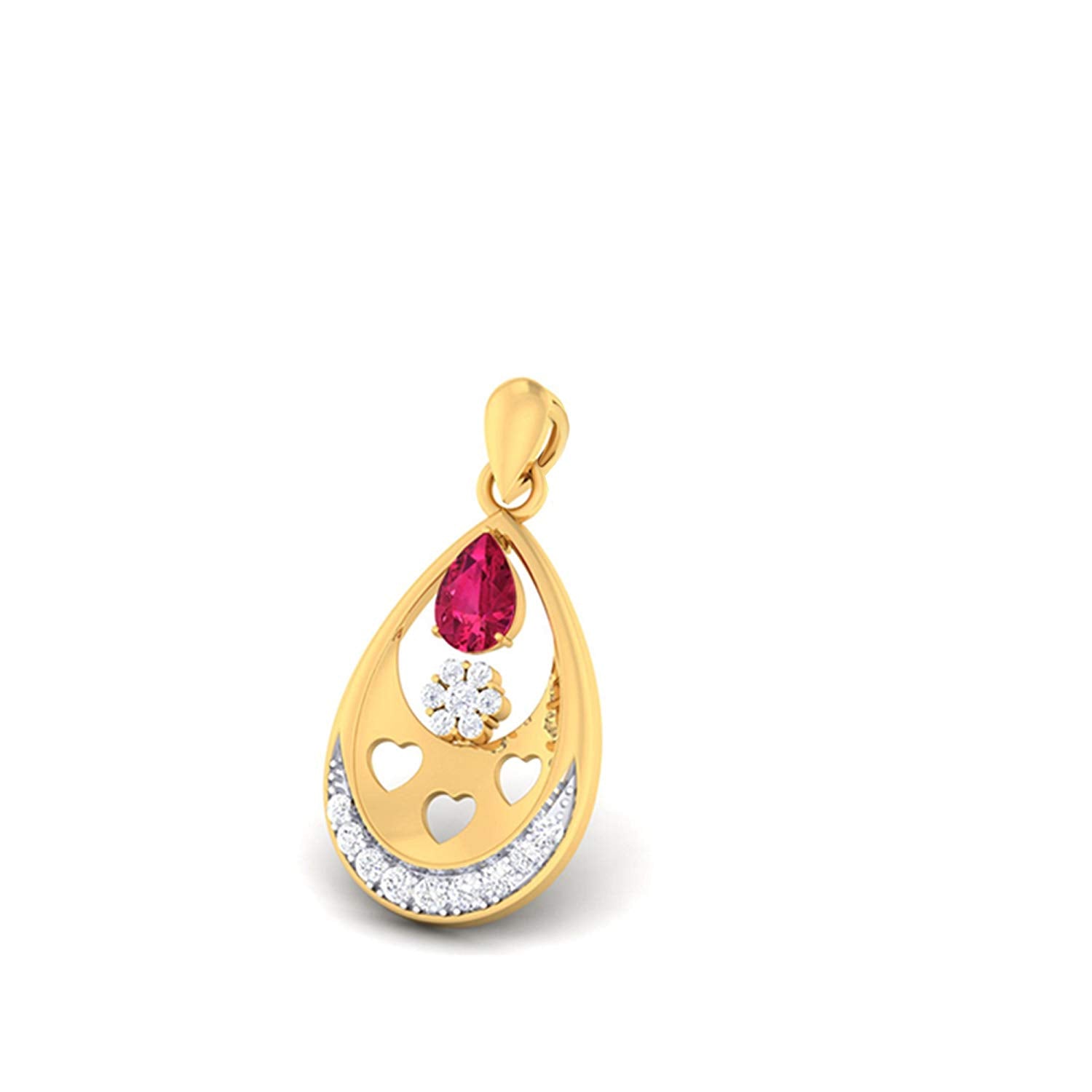 atjewels 14K Yellow and White Gold Over .925 Sterling Silver Round White CZ Engagement Pendant MOTHER'S DAY SPECIAL OFFER - atjewels.in