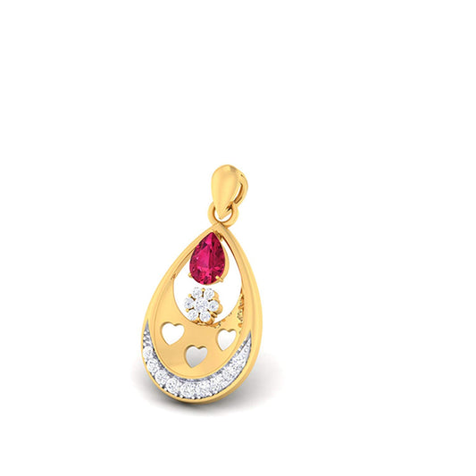 atjewels 14K Yellow and White Gold Over .925 Sterling Silver Round White CZ Engagement Pendant MOTHER'S DAY SPECIAL OFFER - atjewels.in